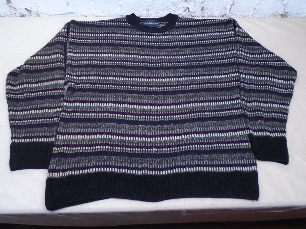 Vintage Croft & Barrow Y2K Retro Textured Striped Multiple-Color Sweater Mens L